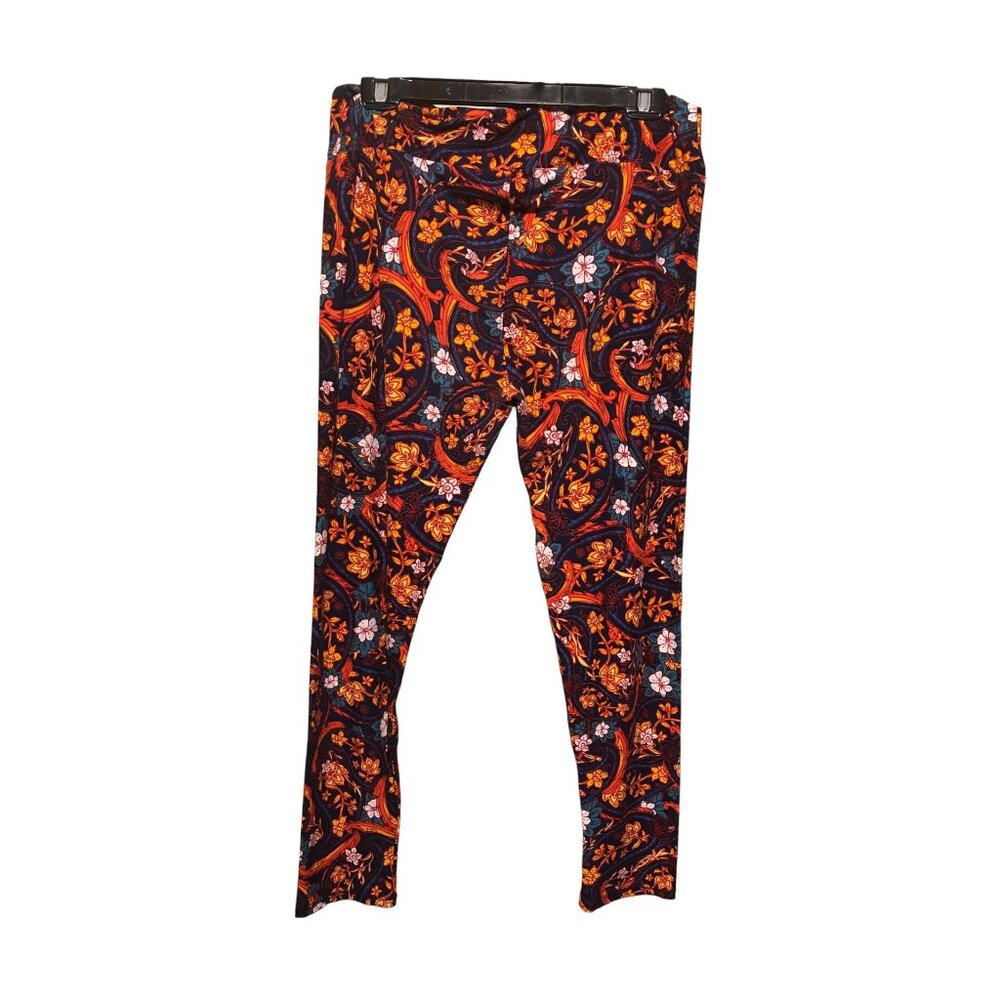LulaRoe Navy Blue orange yellow Pattern Leggings‎